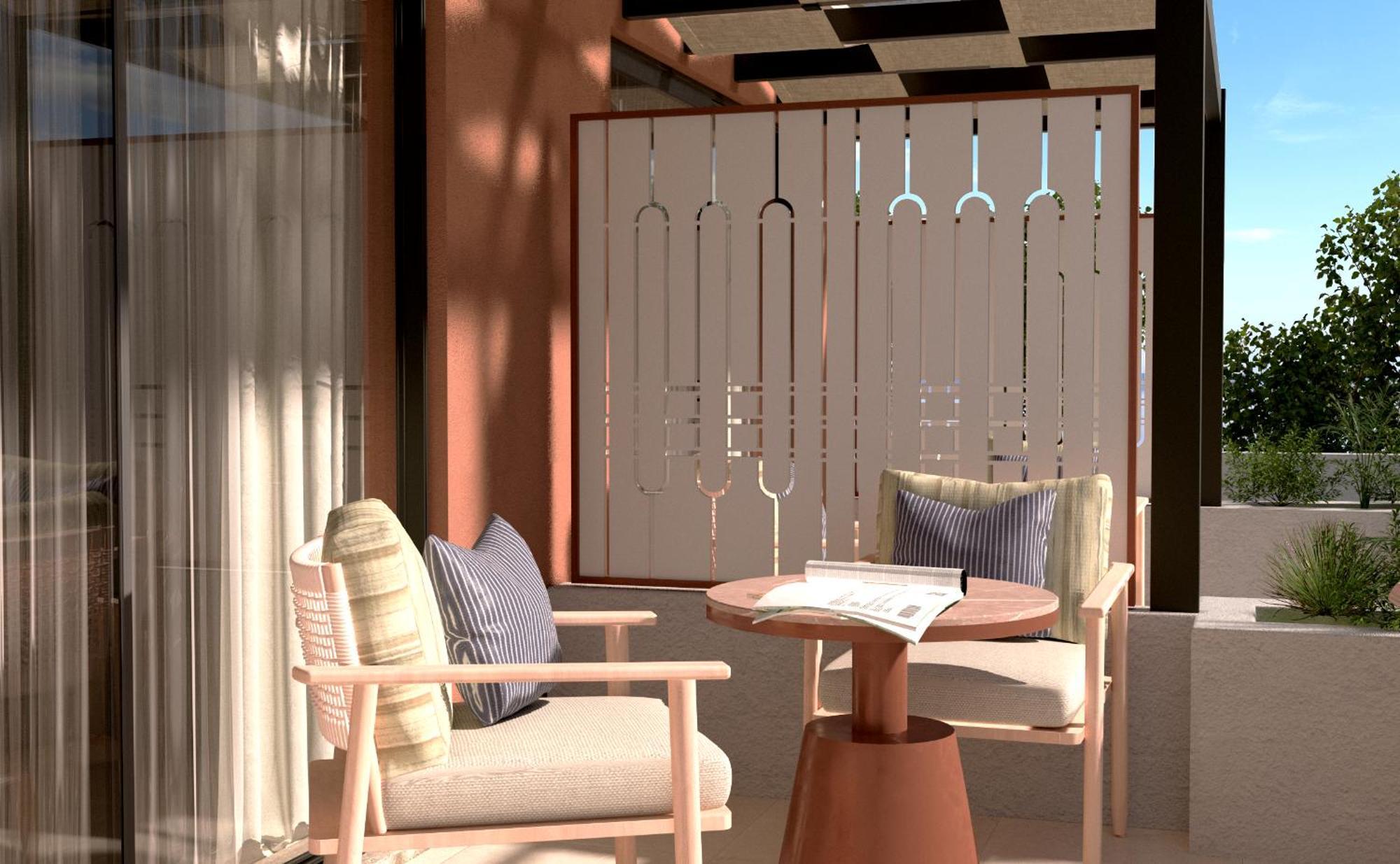 Sentido Apollo Palace Mesongí Екстериор снимка A 3D rendering of a balcony